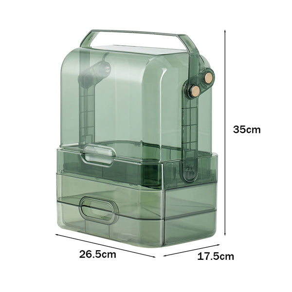 Livingandhome clear cosmetic organizer box green (British brand)