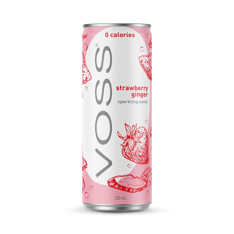 Voss sparkling water Strawberry & Ginger 330ml - British product