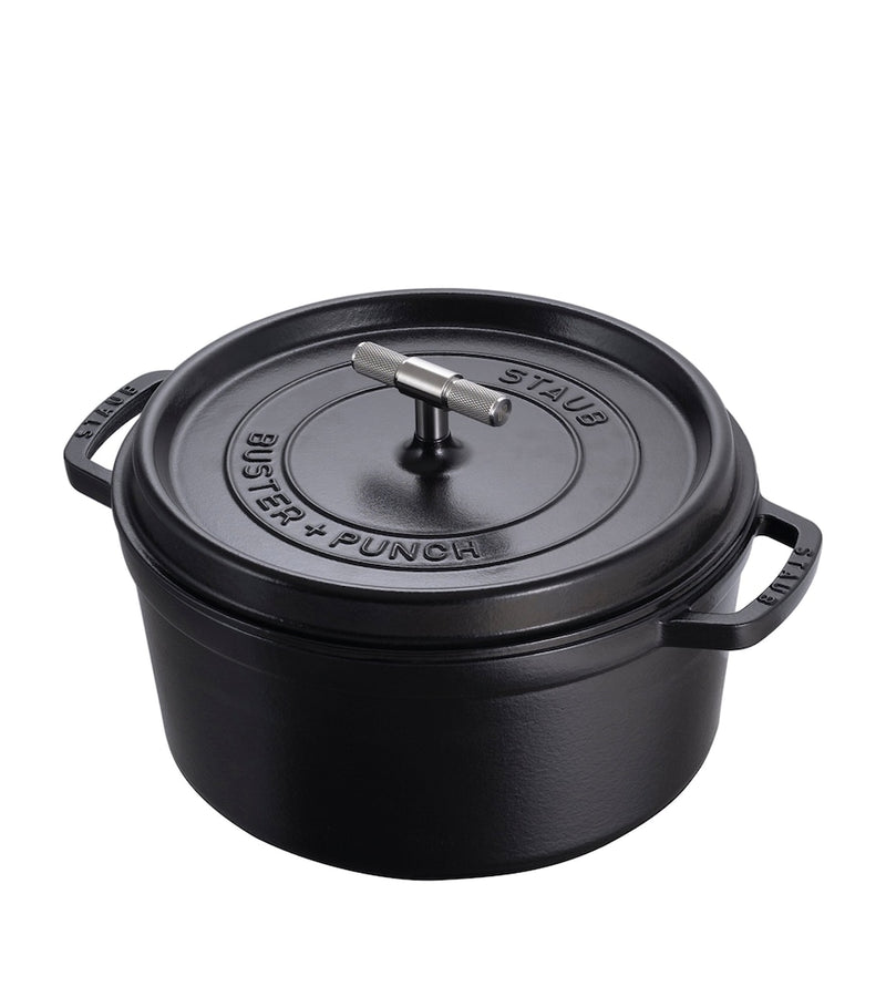 Staub Buster Punch cocotte 28cm steel knob - British product