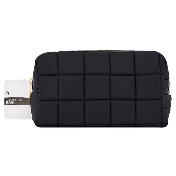 Superdrug black padded cube cosmetic bag (British brand)