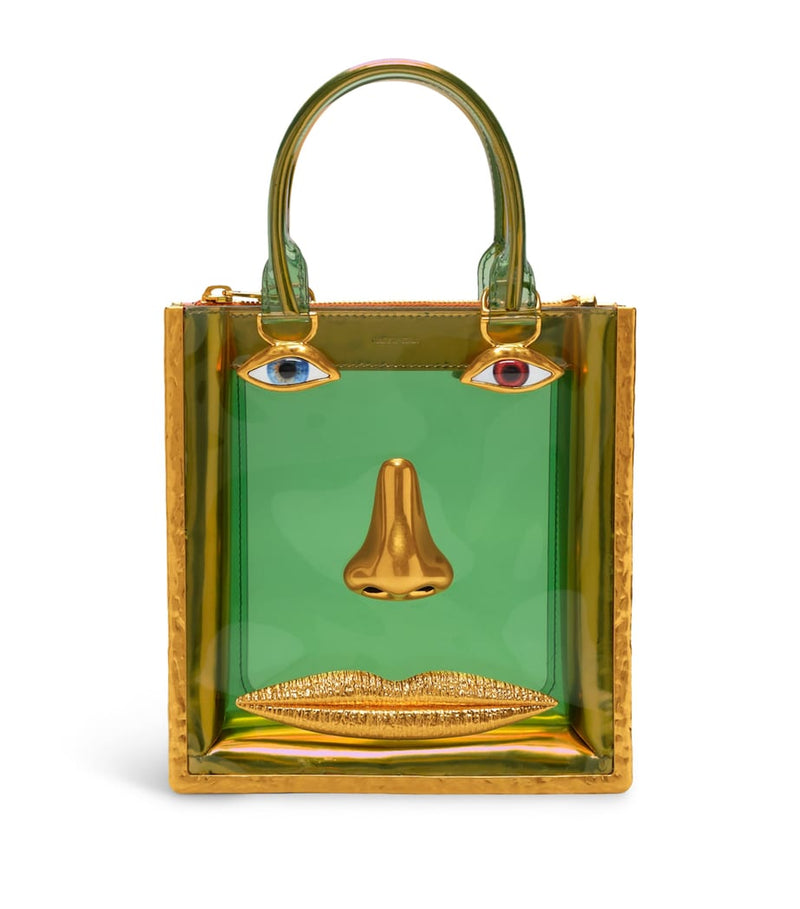 Schiaparelli vinyl face top-handle bag with gold-tone frame (British brand)