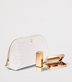 Aspinal of London small leather croc-embossed cosmetic case - British product