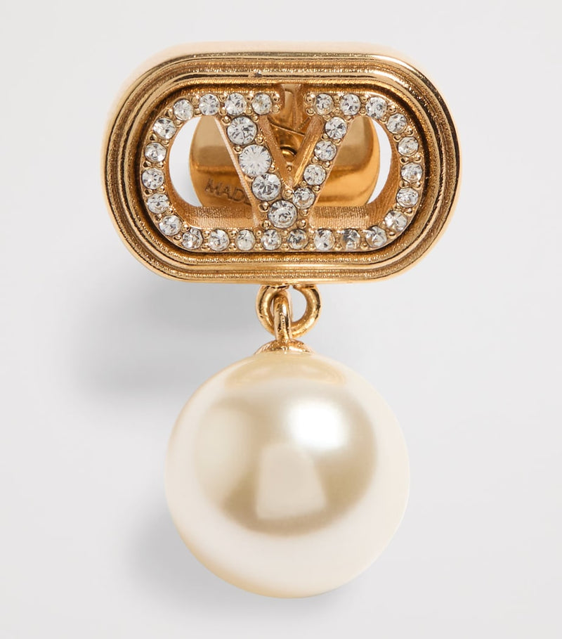 Valentino Garavani Crystal Ovalette Logo Earrings - British product
