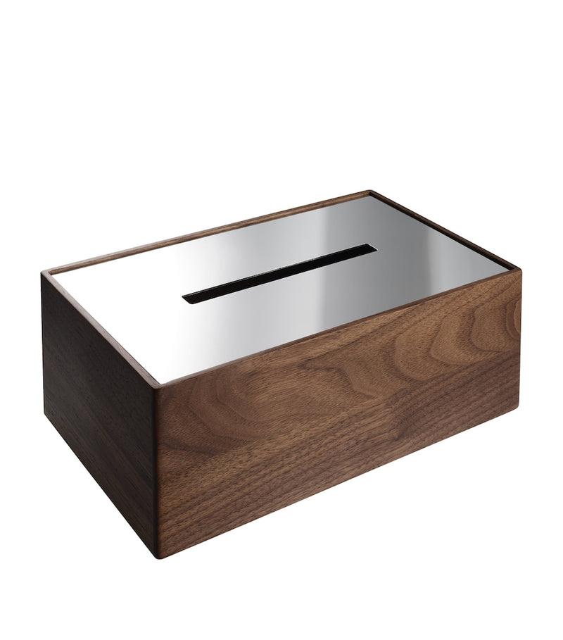 Christofle UNI walnut steel tissue box - British product