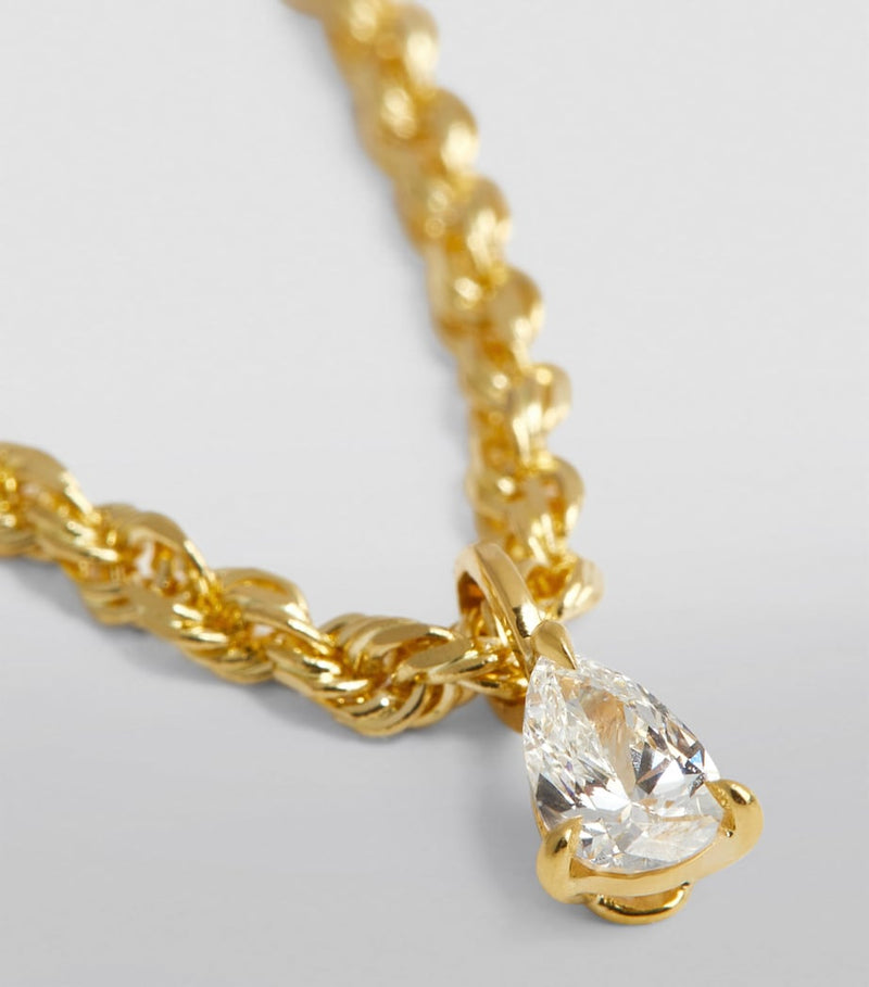 Anita Ko yellow gold pear diamond chain necklace, UK version