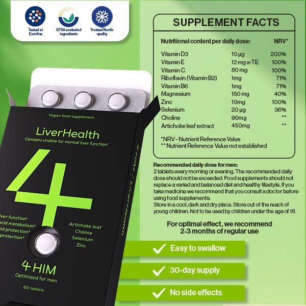 4HIM LiverHealth liver support supplement 60 tablets - British product