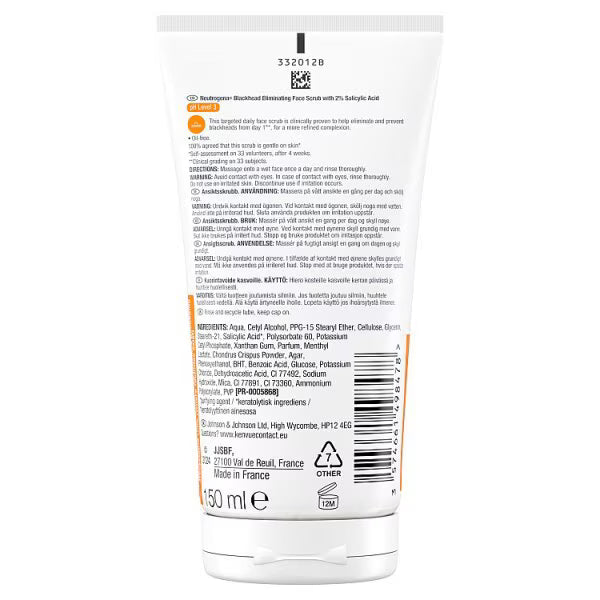 Neutrogena Visibly Clear facial scrub 150ml, imported from the UK