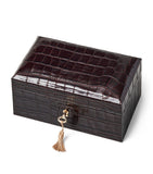 Aspinal of London Leather Croc-Embossed 3-Piece Watch Box - British product