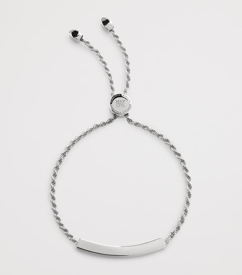 Monica Vinader sterling silver linear friendship bracelet, imported from the UK