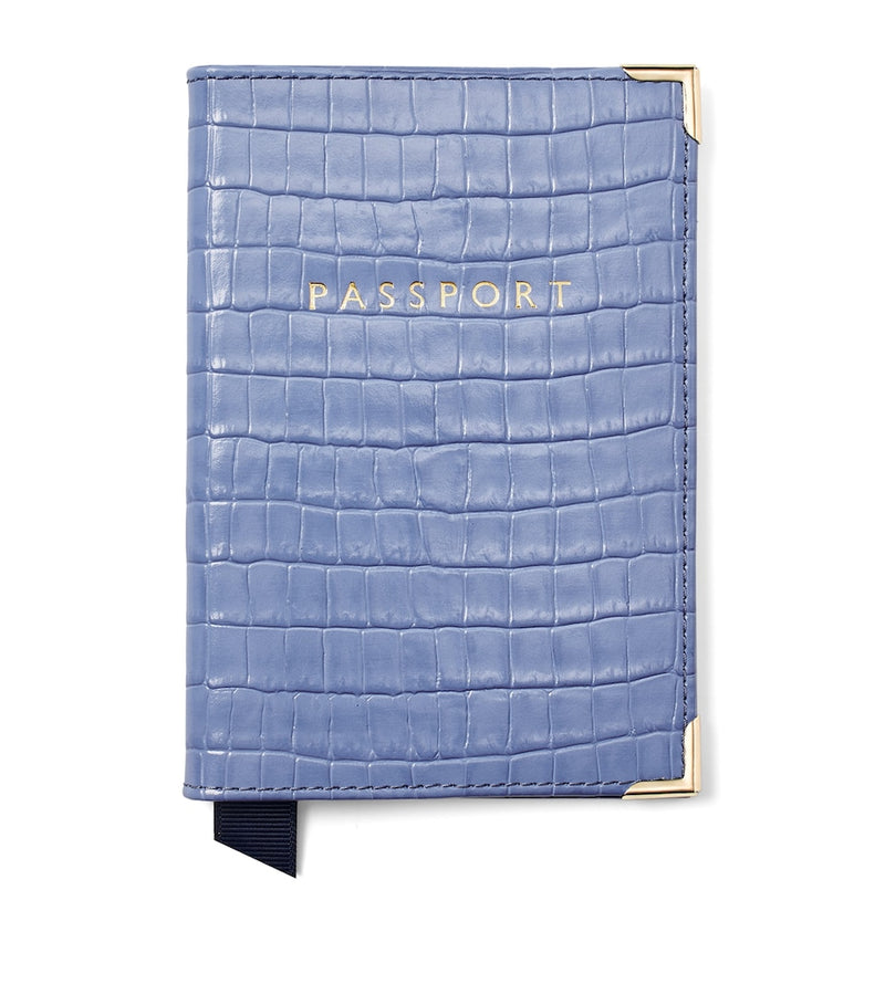 Aspinal Of London Croc-Embossed Leather Passport Cover - British product