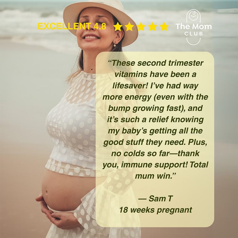 The Mom Club second trimester prenatal vitamins 30 capsules, UK version