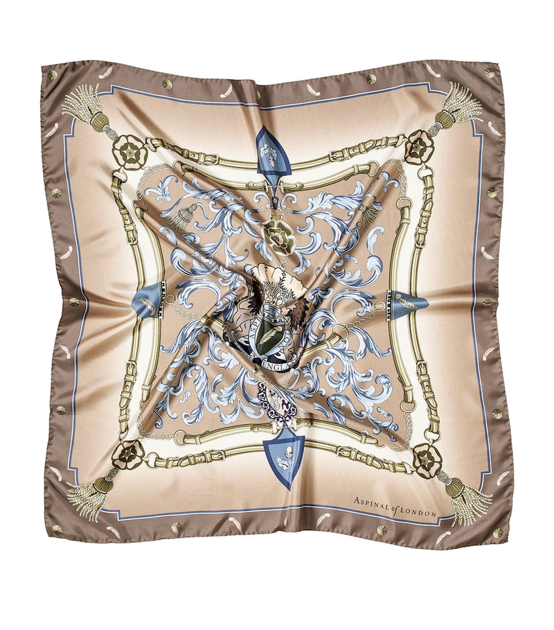 Aspinal of London silk scarf signature printed 90cm (British brand)