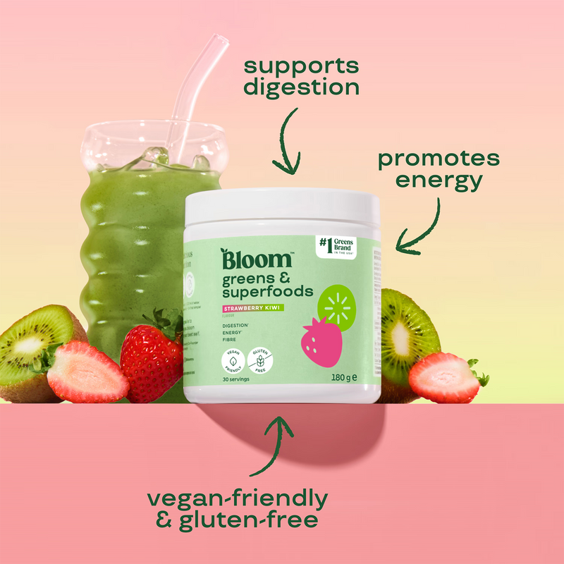 Bloom greens powder Strawberry Kiwi 180g (British brand)
