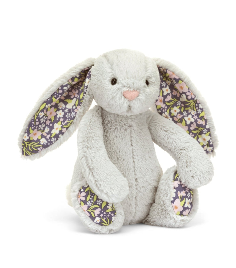 Jellycat Little Blossom Silver Bunny Bloom 18cm soft toy, imported from the UK