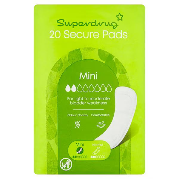 Superdrug Mini Incontinence Pads 20 pack (British brand)