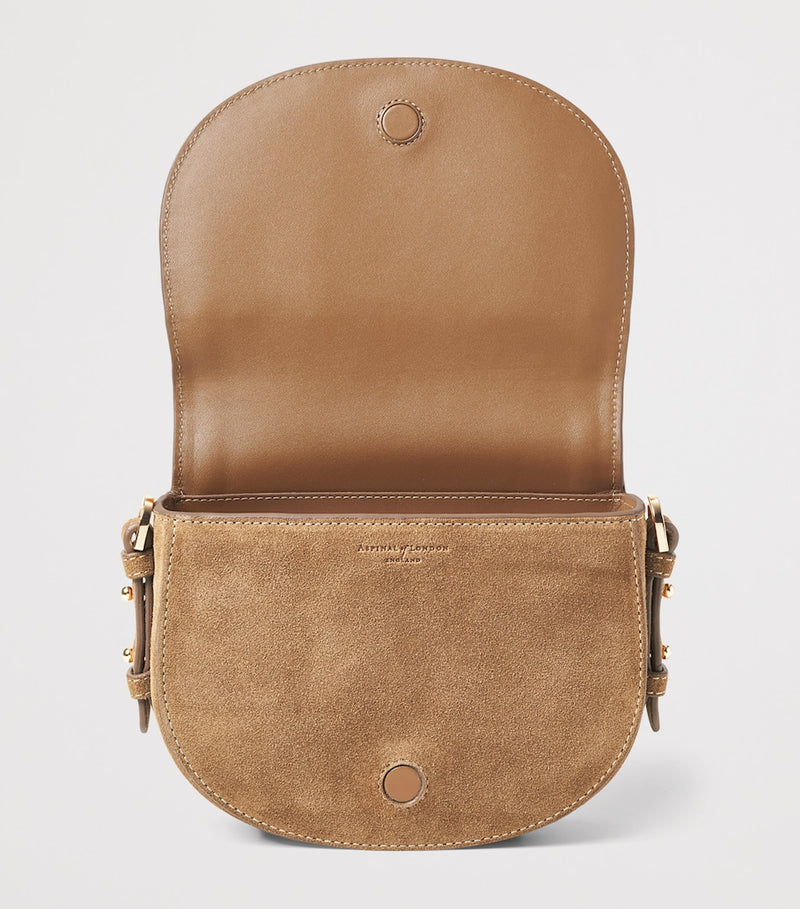 Aspinal of London suede cross-body satchel Stella, imported from the UK