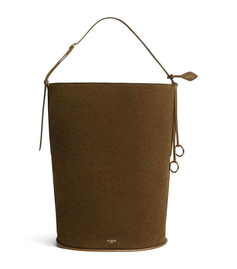 Alaïa large suede-leather hip bucket bag (British brand)