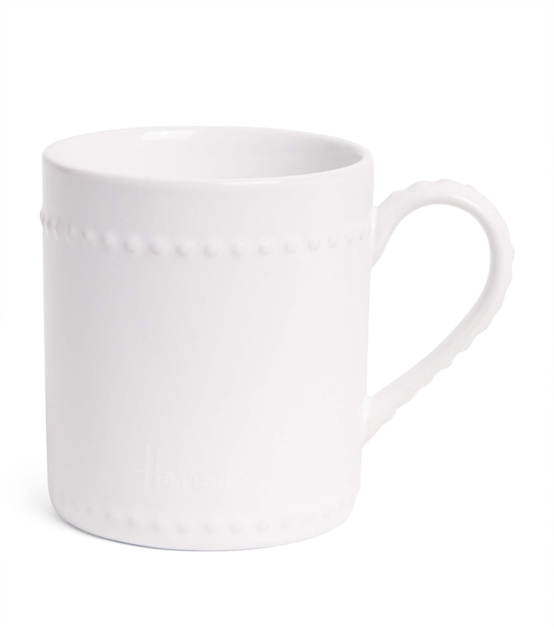 Harrods Brompton stoneware mug with embossed beads, UK version