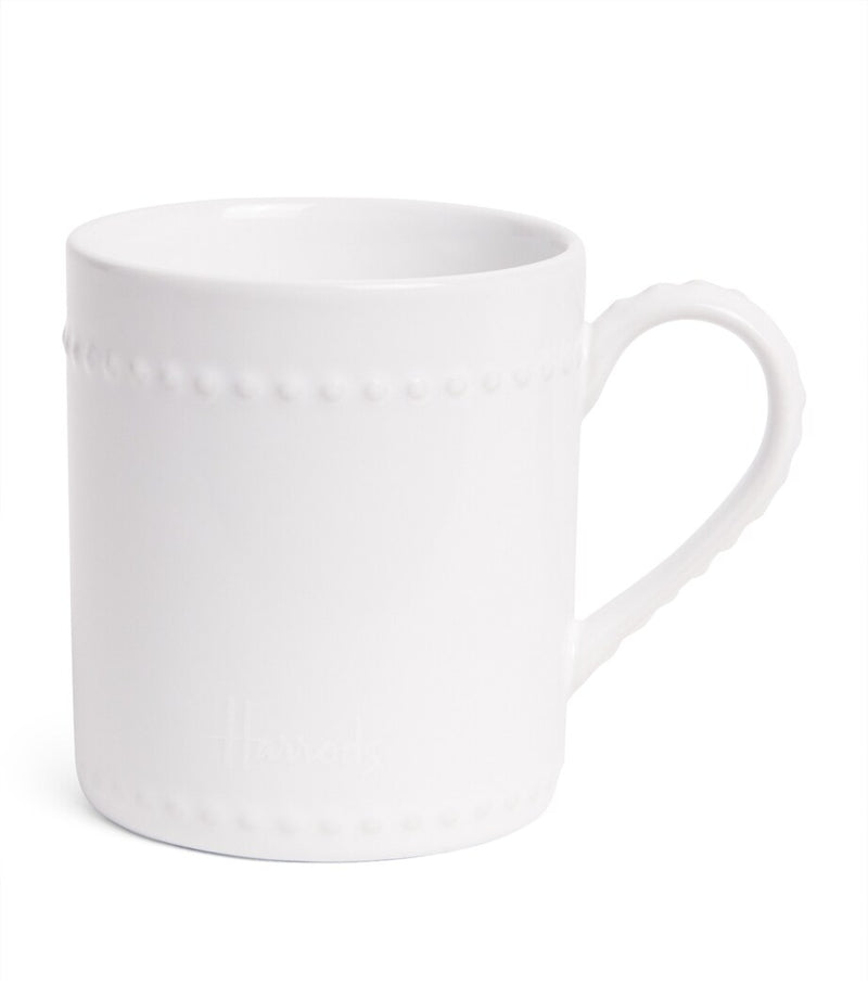 Harrods Brompton stoneware mug with embossed beads, UK version