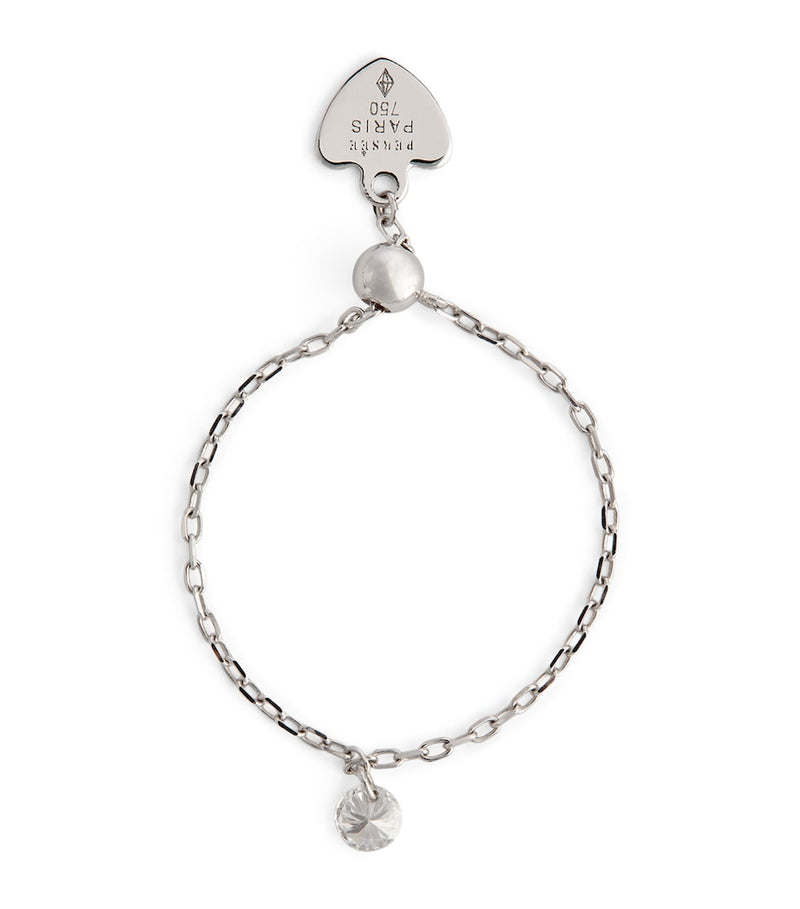 Persée white gold ring with floating diamond, UK version