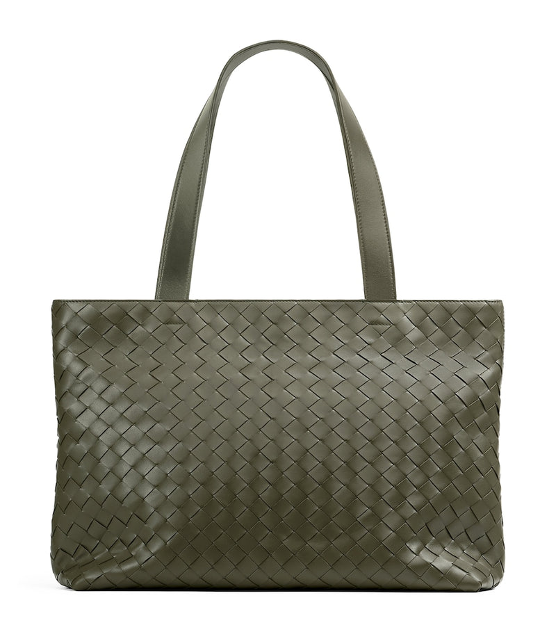 Bottega Veneta small leather zipped tote bag intrecciato weave (British brand)