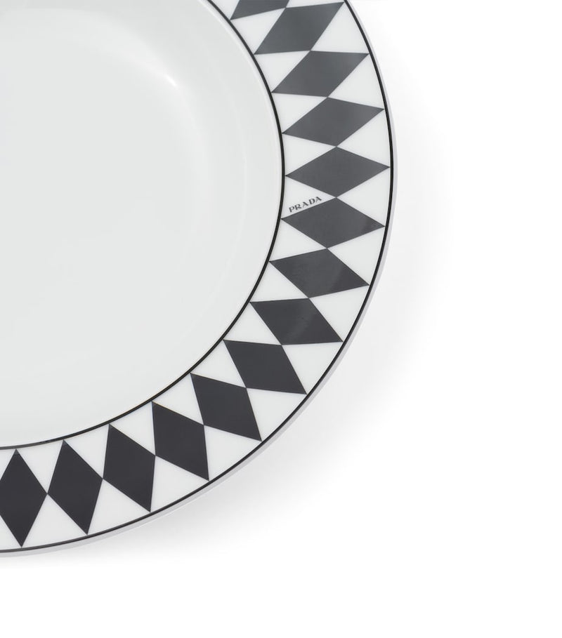 Prada chequerboard porcelain soup plates set of 2 22cm, imported from the UK