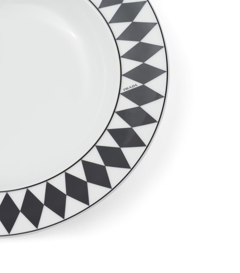 Prada chequerboard porcelain soup plates set of 2 22cm, imported from the UK