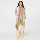 Izabel London striped print fringed oversized scarf - British product