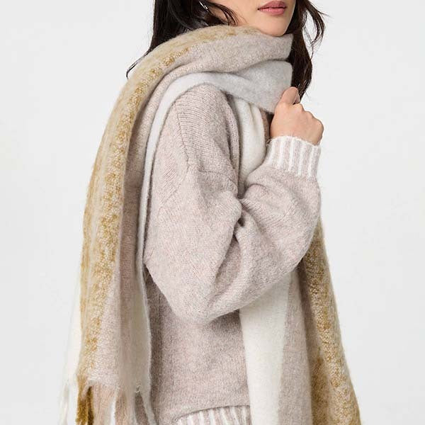 Izabel London striped print fringed oversized scarf - British product