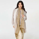 Izabel London striped print fringed oversized scarf - British product