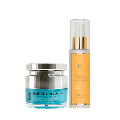Superdrug ErthSkin Daily Brightening & Protection Duo Day Cream and Serum Set 50ml + 60ml- Buy online at McGrocer