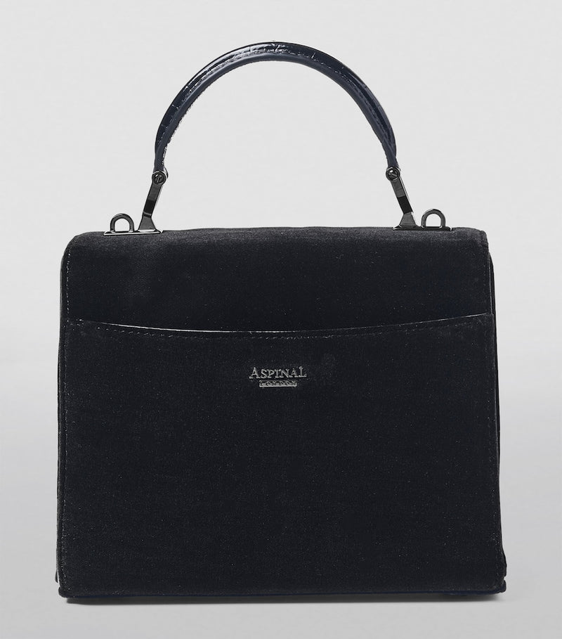 Aspinal of London Mayfair velvet embroidered top-handle bag (British brand)