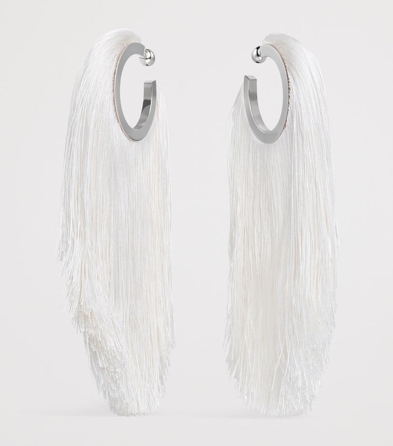 Alaïa fringe hoop earrings with viscose details, UK version