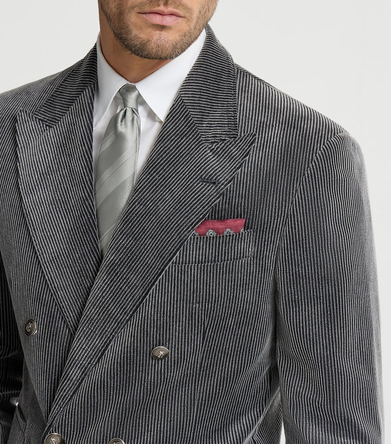 Brunello Cucinelli silk medallion pocket square, imported from the UK