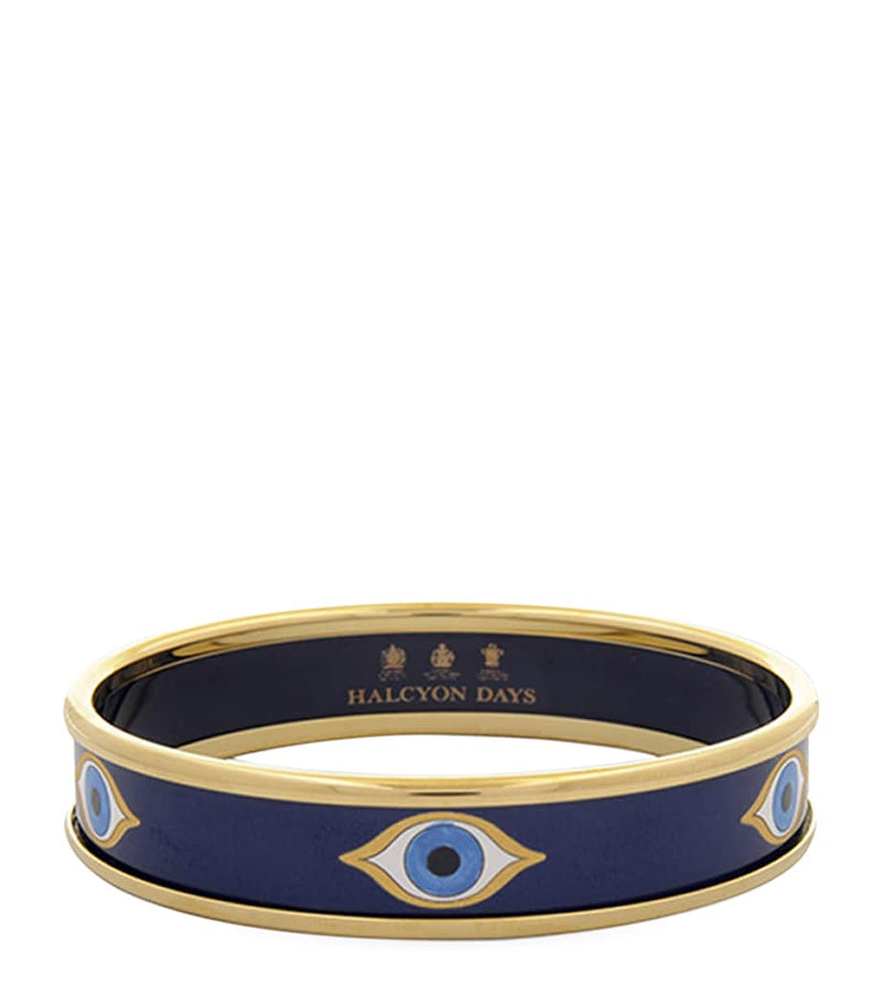 Halcyon Days gold-plated evil eye bangle (British brand)