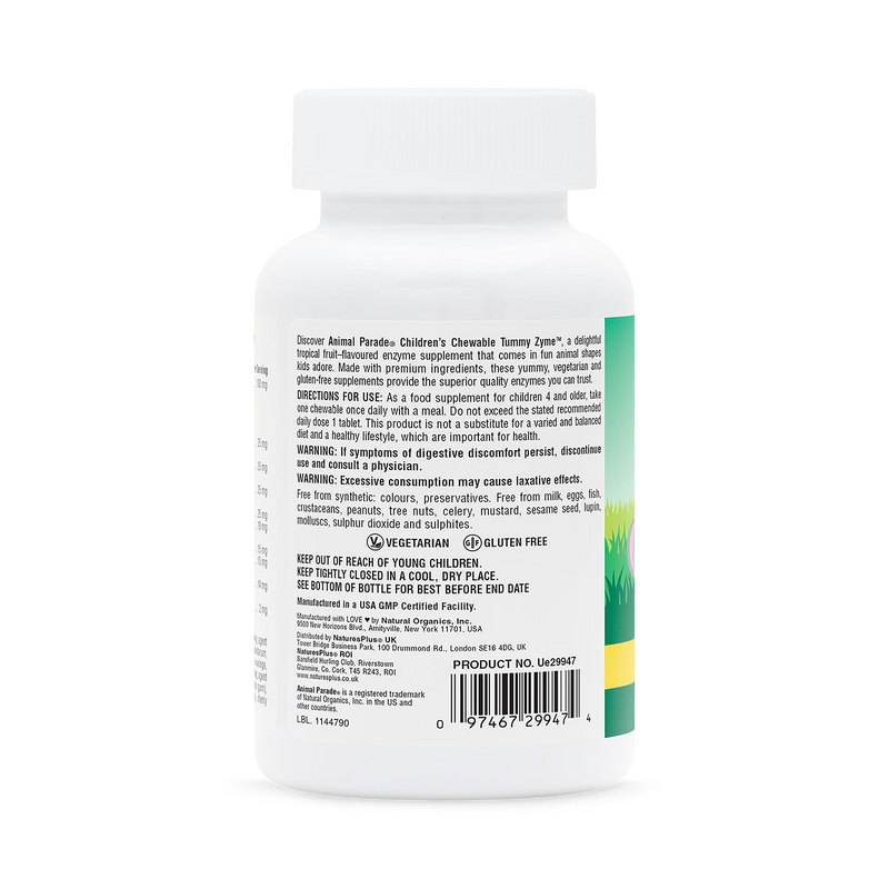 NaturesPlus Animal Parade Tummy Zyme chewable supplement for children - British product
