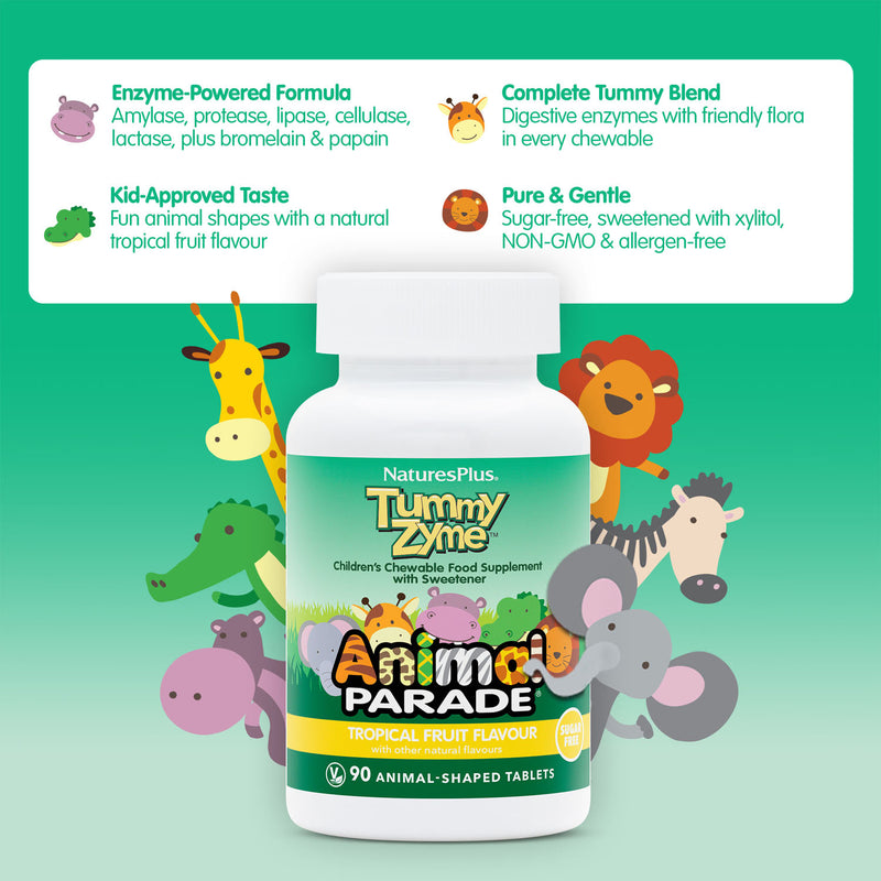 NaturesPlus Animal Parade Tummy Zyme chewable supplement for children - British product
