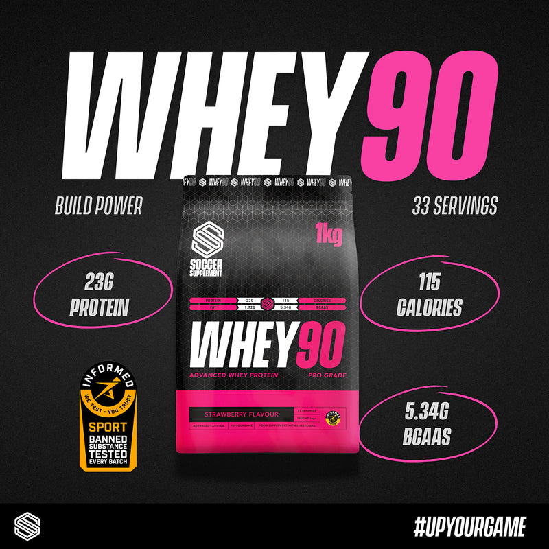 Soccer Supplement Whey90 strawberry protein powder 33 servings, UK version