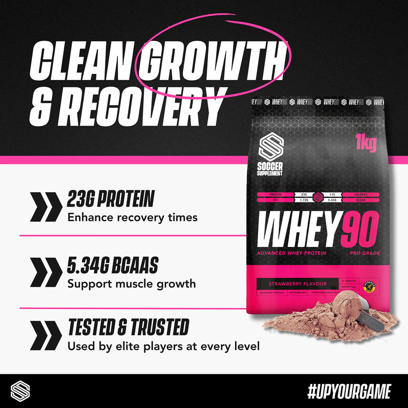 Soccer Supplement Whey90 strawberry protein powder 33 servings, UK version