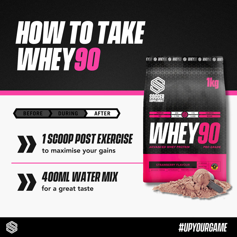 Soccer Supplement Whey90 strawberry protein powder 33 servings, UK version