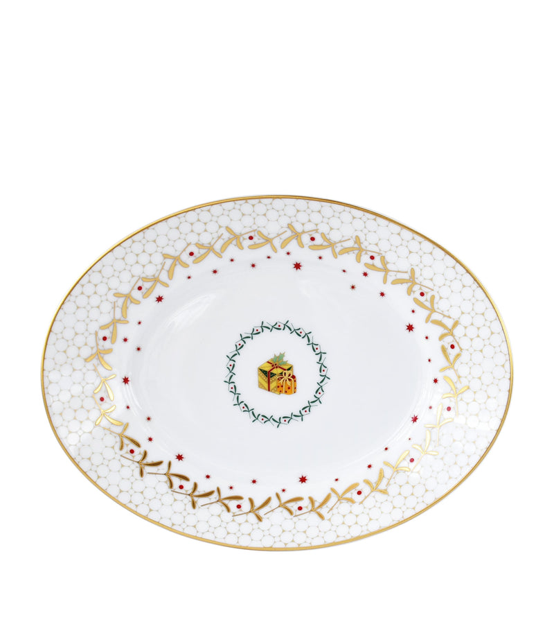 Bernardaud Noël Ravier porcelain serving dish 23cm x 12cm - British product