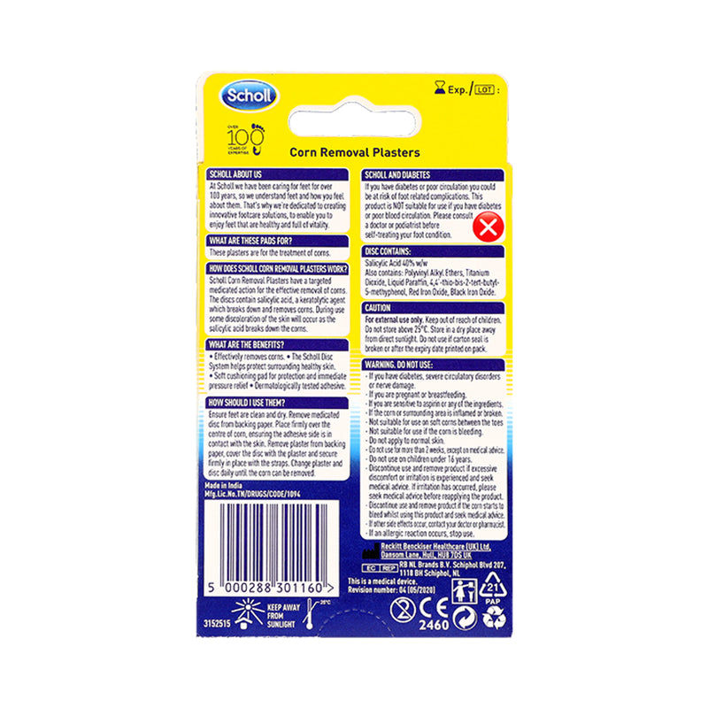 Scholl corn removal plasters 4 count, imported from the UK