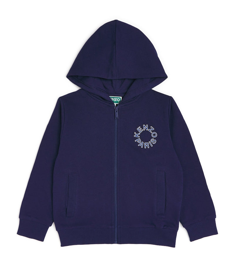 Kenzo kids cotton logo zip hoodie 5-14 years, UK version
