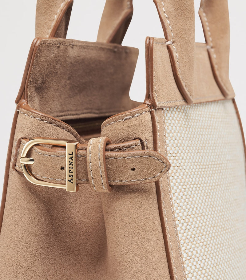Aspinal of London Savannah bag in raffia and suede - British product