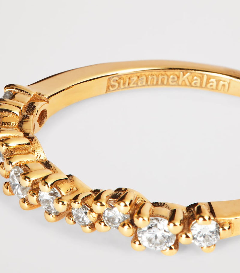 Suzanne Kalan 18kt yellow gold round diamond ring - British product