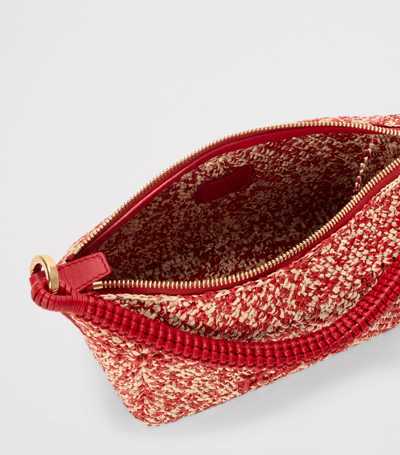 LOEWE x Paula's Ibiza raffia pouch with leather handle, UK version