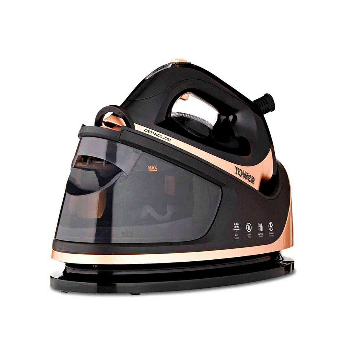 Tower Ceraglide 2700W Steam Generator with 1.2 Litre Capacity Water Tank Champagne Gold and Black GOODS Boots