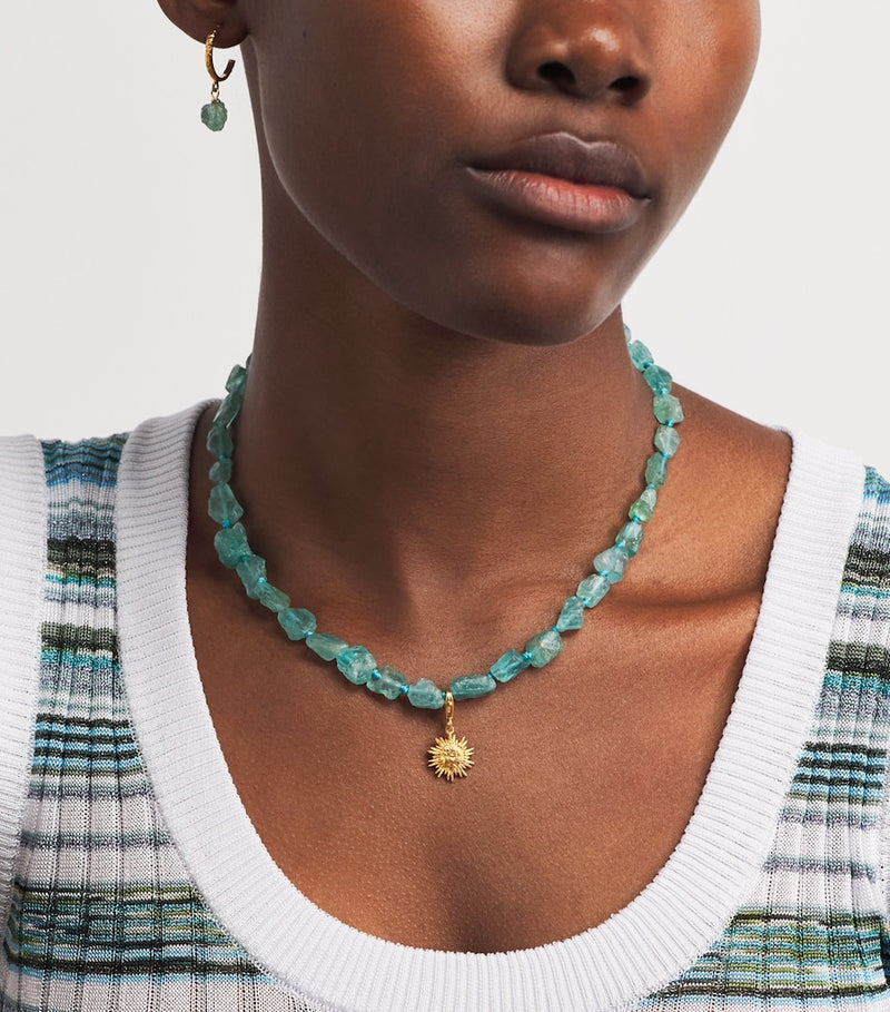 Hermina Athens beaded sun charm necklace with gold-tone pendant, imported from the UK