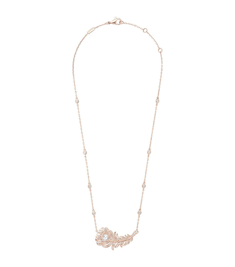 Boucheron Plume de Paon necklace rose gold diamonds, imported from the UK