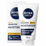 Nivea Men Sensitive Moisturiser SPF15 75ml, imported from the UK